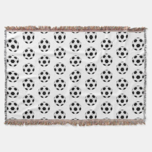 Fußballmuster Schwarz-Weiß Sportfan Geschenk Decke