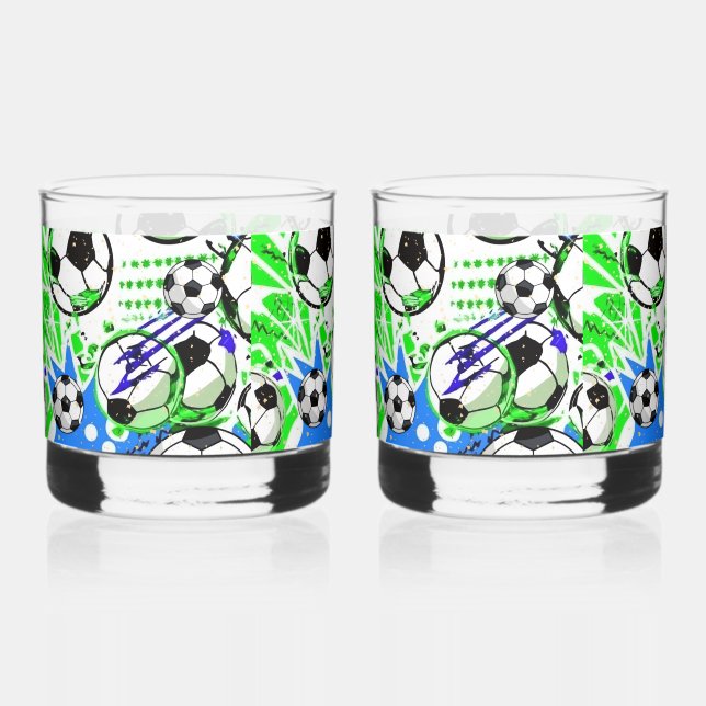 Fußballmuster-Stil Whiskyglas (Vorderseite)