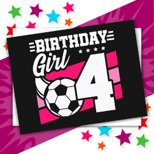 Fußballparty für 4-jährige Mädchen zum 4. Geburtst Postkarte