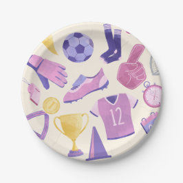 Fußballrosa lila Spiel Pappteller