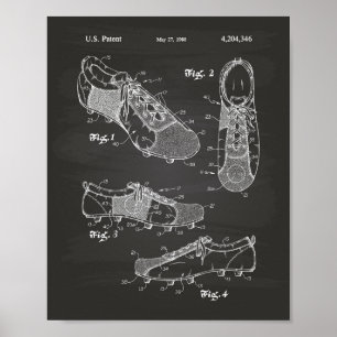 Fußballschuh 1980 Patentkunst - Tafel Poster