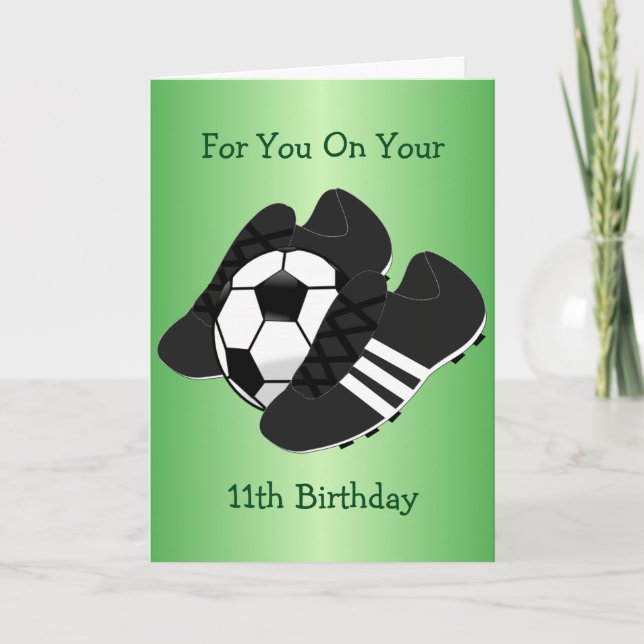 Fußballschuhe Personalisiert 11. Geburtstag Karte (Vorderseite)