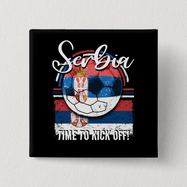 Fußballserbische Flagge, Serbische Fußballmannscha Button (Vorderseite)