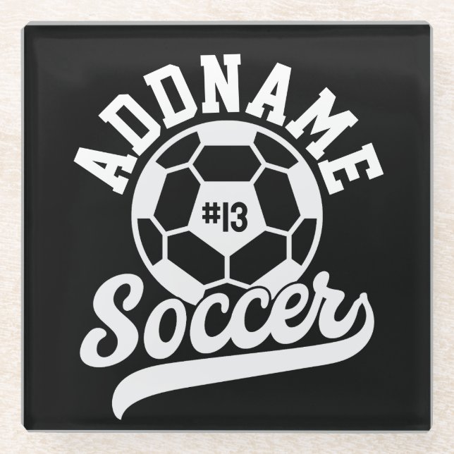 Fußballspieler ADD NAME Football Team Personalisie Glasuntersetzer (Vorderseite)