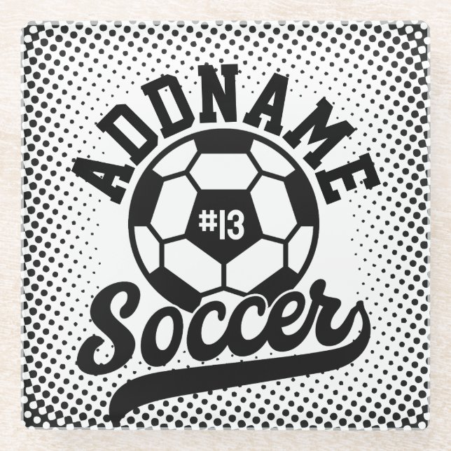 Fußballspieler ADD NAME Football Team Personalisie Glasuntersetzer (Vorderseite)