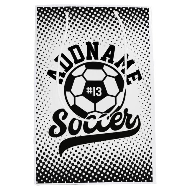 Fußballspieler ADD NAME Football Team Personalisie Mittlere Geschenktüte (Vorderseite)
