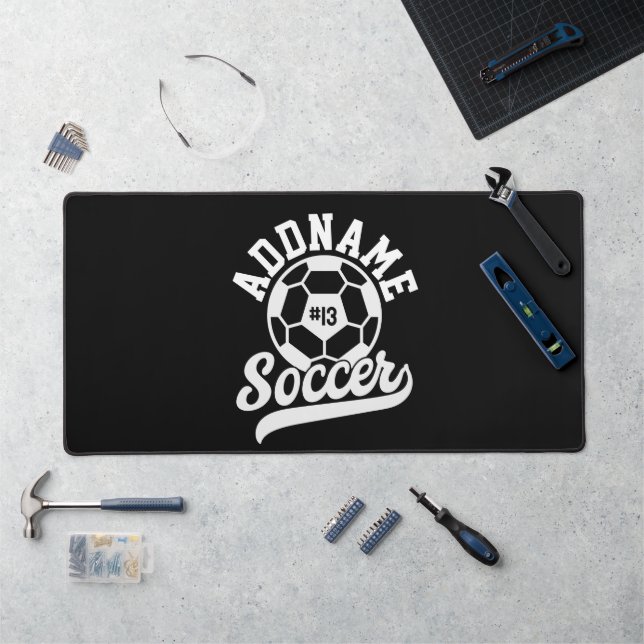 Fußballspieler ADD NAME Football Team Personalisie Schreibtischunterlage (Arbeitsplatz)