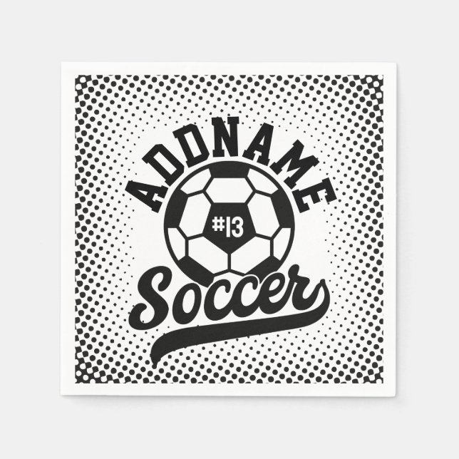 Fußballspieler ADD NAME Football Team Personalisie Serviette (Vorderseite)