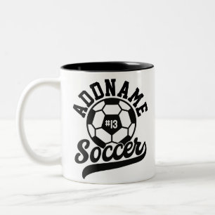 Fußballspieler ADD NAME Fußballmannschaft Personal Zweifarbige Tasse