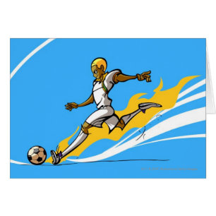 Fußballspieler, der einen Fußball tritt