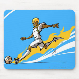 Fußballspieler, der einen Fußball tritt Mousepad