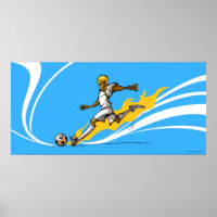 Fußballspieler, der einen Fußball tritt