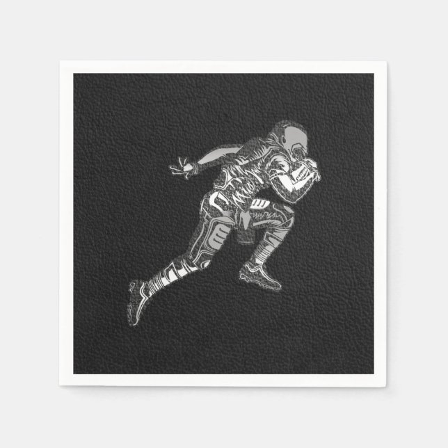 Fußballspieler, der Quarterback Black Silver läuft Serviette (Vorderseite)