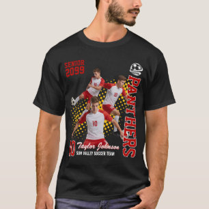 Fußballspieler-Fotocollage in Rot für Erwachsene T-Shirt