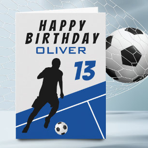 Fußballspieler Fußball Ball Blau Junge Geburtstag  Karte