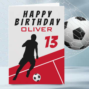 Fußballspieler Fußball Ball Rot Junge Geburtstag Karte