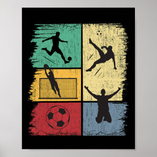 Fußballspieler Handgezeichnet Retro Jungen Männer Poster