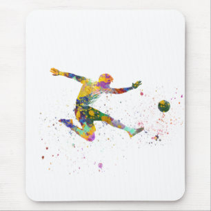 Fußballspieler in Aquarell Mousepad