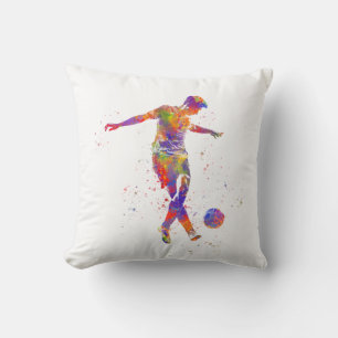Fußballspieler in Aquarellfarbe Kissen