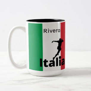Fußballspieler, Italien, anpassbar Zweifarbige Tasse