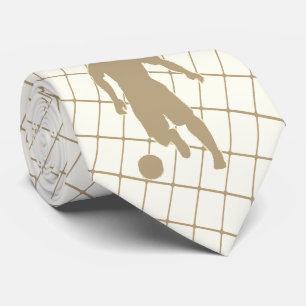 Fußballspieler Kicking Ball Tan Karo Necktie 2 Krawatte