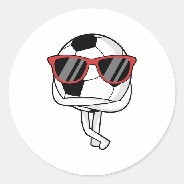 Fußballspieler mit Sonnenbrille im Fußball Runder Aufkleber (Vorderseite)