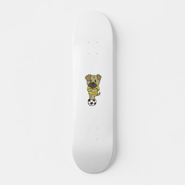 Fußballspieler Mops | Farbe wählen Skateboard (Vorne)