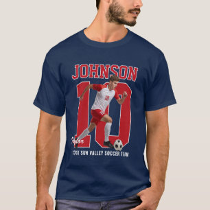 Fußballspieler Nummer Benutzerdefiniertes Foto Rot T-Shirt