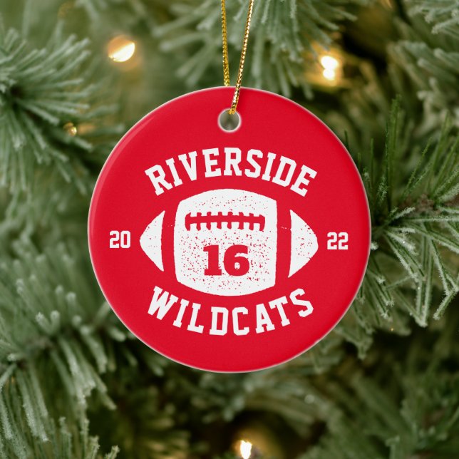 Fußballspieler personalisiertes Foto Weihnachten Keramik Ornament (Baum)
