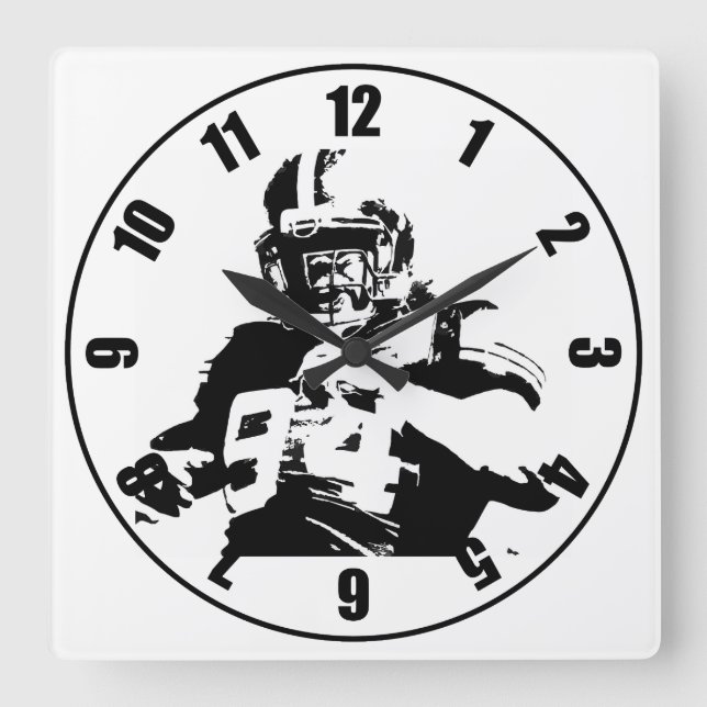 Fußballspieler Quadratische Wanduhr (Vorderseite)