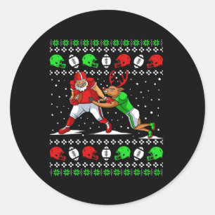 Fußballspieler Rentier hässliche Weihnachtspyjama Runder Aufkleber