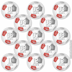 Fußballspieler rote graue Teamfarben Set von 13 Aufkleber