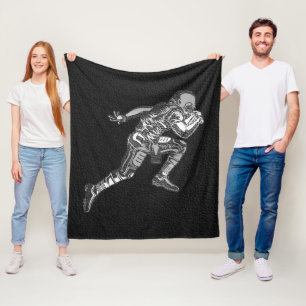 Fußballspieler Running Quarterback Schwarz Silber Fleecedecke