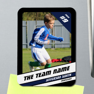 Fußballspieler-Sammelkarten in kräftigem Blau-Schw Magnet