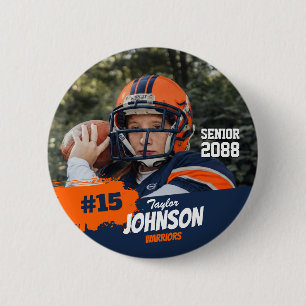Fußballspieler Senior Night benutzerdefiniertes Fo Button