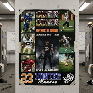 Fußballspieler Senior Night Foto-Collage Sport Poster