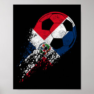 Fußballspieler Stolz Flagge Dominikanische Republi Poster