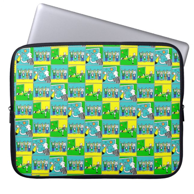 Fußballspieler und Fans Laptopschutzhülle (Vorderseite)