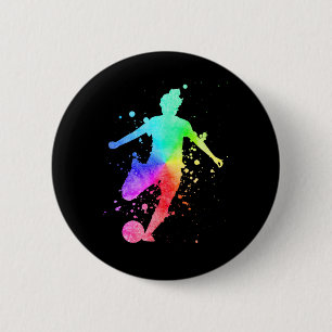 Fußballspielerin Athletin Regenbogenfarbe  Button