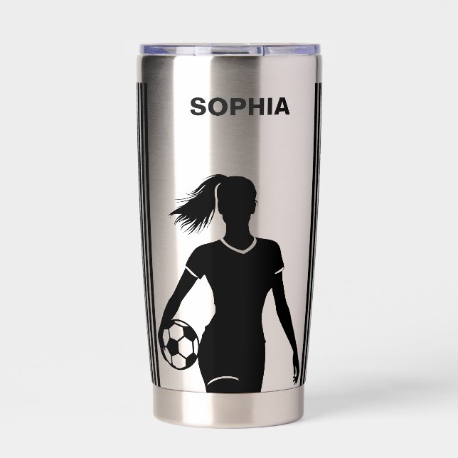 Fußballspielerin Mädchen, Football Mädchen Geburts Thermobecher (Vorderseite)