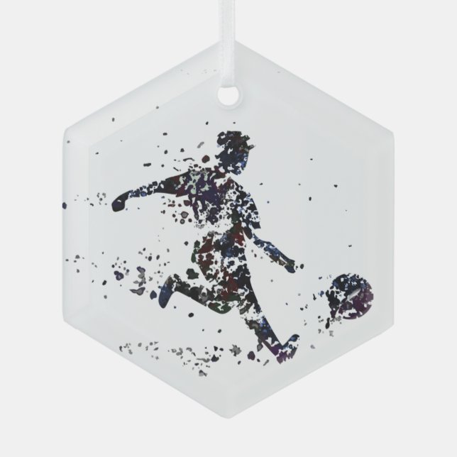 Fußballspielerin Ornament Aus Glas (Vorderseite)