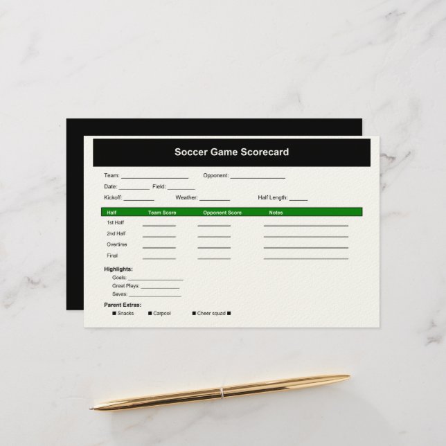 Fußballspielkarte Briefpapier (Vorderseite/Rückseite Beispiel)