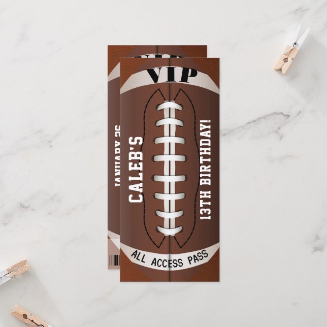 Fußballsport Geburtstagsparty VIP Pass Ticket (Vorderseite/Rückseite Beispiel)