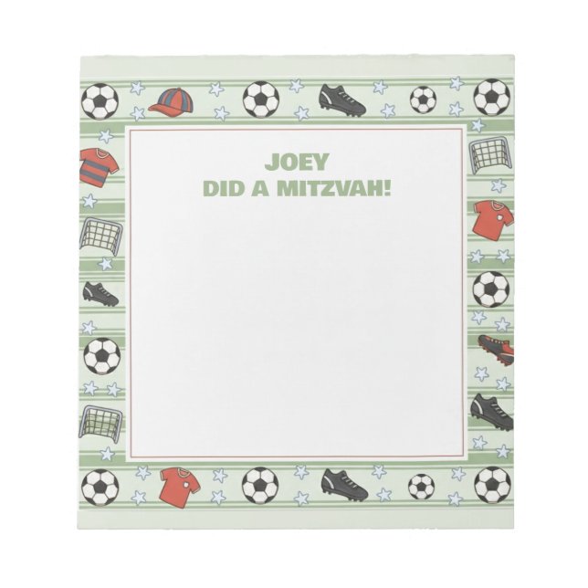 Fußballsport Thema Personalisiert Mitzvah Notizblock (Vorderseite)