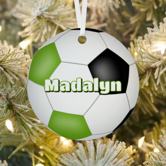 Fußballsportler mit hellgrünem schwarzem Keepsake Ornament Aus Metall (InSitu)