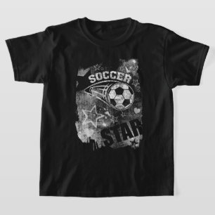 Fußballstar, Black Grunge Soccer T-Shirt