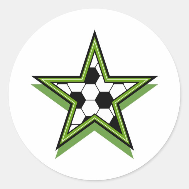 Fußballstar grün runder aufkleber (Vorderseite)