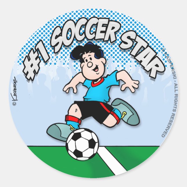 Fußballstar Runder Aufkleber (Vorderseite)