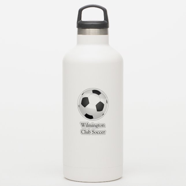 Fußballteam Name Ball Vinyl Aufkleber (Wassserflasche)