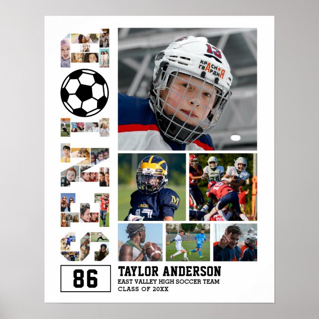 Fußballteam Senior Abschluss Sportfoto Collage Poster (Vorne)